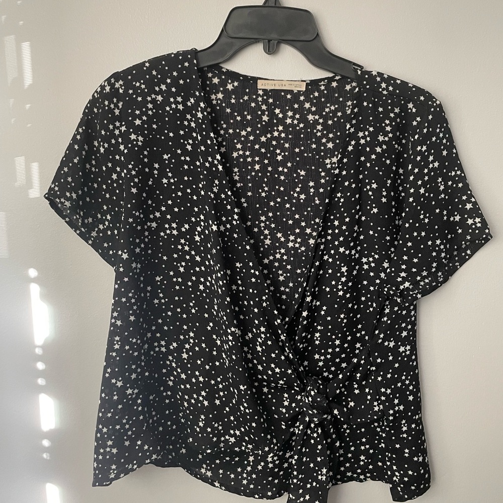 Active USA Sheer White Stars Blouse